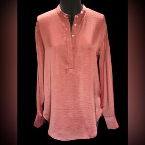 Banana Republic Coral Long Sleeve Satin Shirt Size S